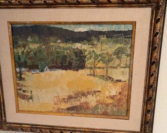 Oil On Canvas Abstract Landscape Signed Barrel