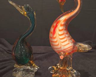 Hand Blown Glass Duck And The Flamingo