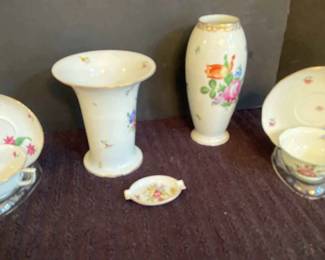 Herend Floral Vases And Tea Cups Sets