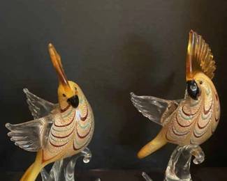 Murano Vetro Artistico Glass Cockatoos