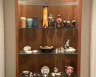 Tall Oak Lighted Display Cabinet