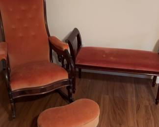 Lincoln Style Rocker And Bed Bench