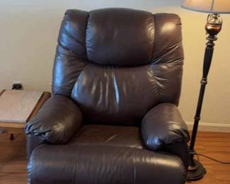 Overstuffed Recliner, Lamp, Table