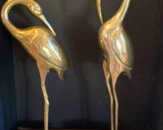 006 Pair Of Decorative Brass Cranes
