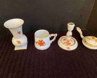 Four Herend Gilded Floral Pieces