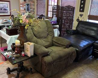 Recliner, occasional table