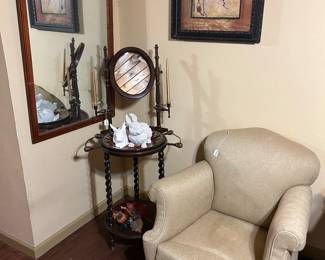 Antique washstand, comfy chair