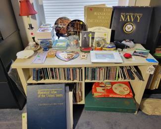 Assortment of CD's, and miscellaneous home decor, Scrabble board.