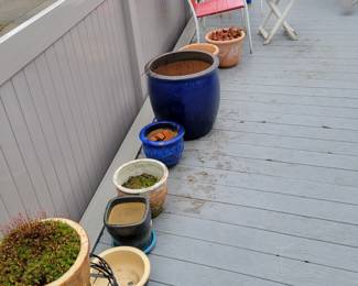 Variety of outdoor pots.