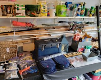 Stair treds, baskets, variety of garage and home decor bits.