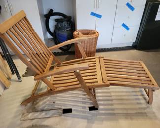Teak outdoor lounge chair.
