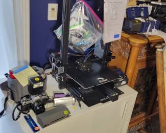 Ender 3 V2 3D printer. Recently tuned up and working well.
