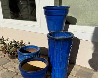 Many Colbalt blue planters