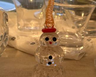 Art glass snowman — signed