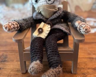 This hand knitted Bernie doll is one of a kind!