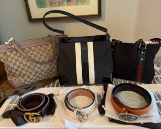 Gucci belts, and purses