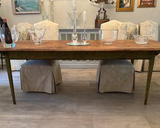 Beautiful handmade 8 foot pegged harvest table by Matthew Jacks and purchased through ABC Carpet and Home NYC