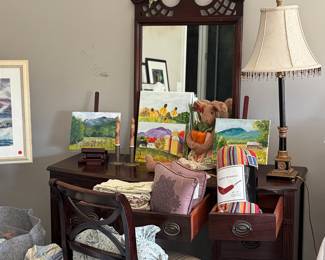 Nice traditional dressing table and more art!