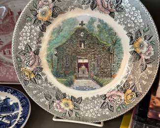Vintage transfer ware plates featuring St Augustine landmarks