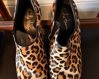 Cole Hann leopard booties new with box