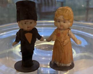 Vintage bride and groom, cake topper.