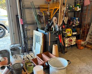 Garden supplies, pots and tools