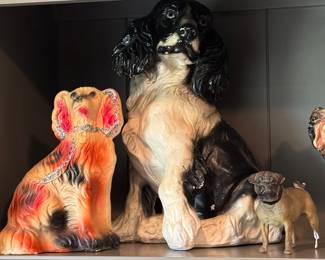 Part of a Chalk ware collection of dogs