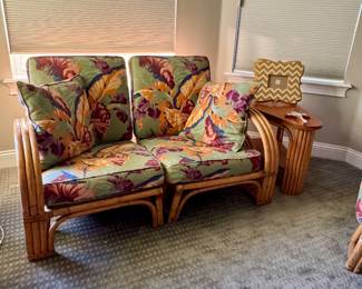 Close up of Rattan loveseat