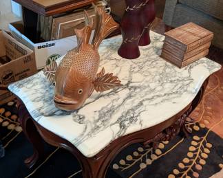 Handcarved fish and vases from Thailand