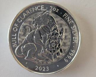 2023 Great Britain Queen's Beasts "Bull of Clarence" 2 Ounce .9999 Fine Silver Gem Condition