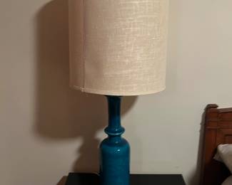 Pair of Turquoise Pottery MCM Lamps