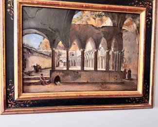 Antique Italian Scene  Framed Oil Painting