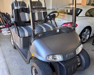 4 Person Limited Edition, Gray with upgraded wheels, bluetooth, lights, and wheels.  Electric EZ Cart -Golf Cart. It is in like-new condition but needs batteries, which is already reflected in the price. 
