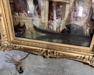 The Gondolieri Wedding  by Robert Dudley Oil Under Glass measuring 27x37