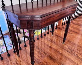 Stunning Circa 1820 Mahogany Flip Card Table with Rope legs.