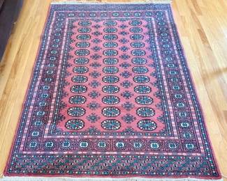 Bokhara Rug - Pink with Blue Accent