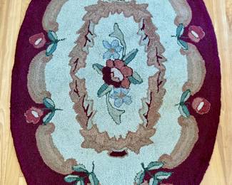 Vintage Oval Needlepoint Rug
