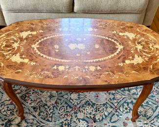 Marquetry Inlaid Flame Mahogany Coffee Table