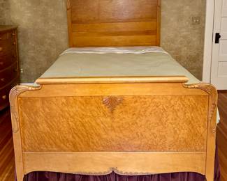 Ottawa Furniture Co. Antique Birds Eye Maple Queen Bed