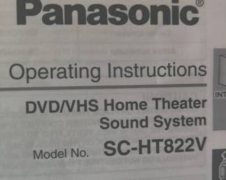 PANASONIC DVD/VHS HOME THEATER SOUND SYSTEM MODEL NO. SC-HT822V