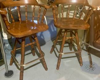 Vintage Spindle Back Swivel Bar Stools (2 available)