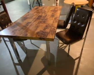 Vintage faux wood and chrome table