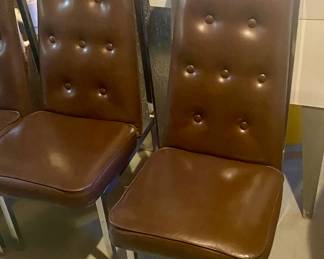 MCM chrome and faux leather tufted chairs (5 available)