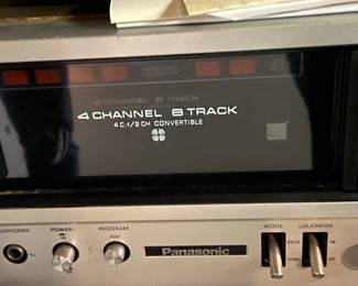 Vintage Panasonic FM-AM 4-channel stereo with car convertible 8 track player with 4 speakers; model 8840 