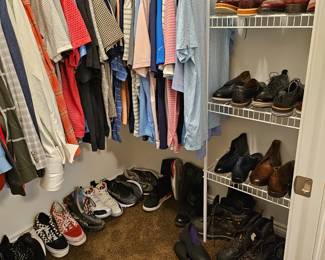 Men's clothing and shoes. Shoes range in sizes 12 - 14.