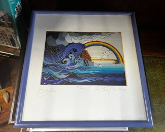 framed LE signed print titled "The End of the Flood" (Genesis 9:15) by Bracha Lavee Brym $160