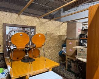 Vintage Mid Century Modern Denmark Plywood and metal chairs