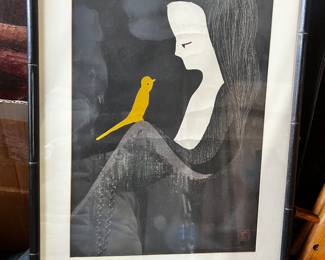Japanese Print "Yellow Canary" by Kawano $250