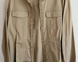 Chico's Tan Jacket with Ruffled Edges - Size 2