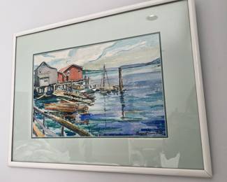 Framed & Matted Print of Harbor Scene by Margaret Anne Baxter